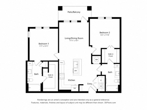 a floor plan of a unit with a 95 sq ft floor